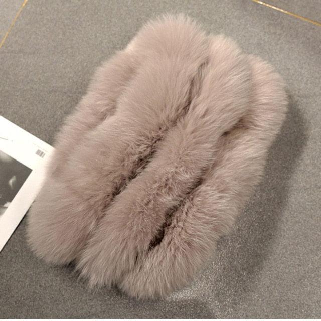 New Luxury Fashion Winter Soft Real Fox Fur Scarf Genuine Fur Round Scarves Lightweight Neck Warmer Elegant Neckerchief Scarfs Warm Neck Warmer For Women