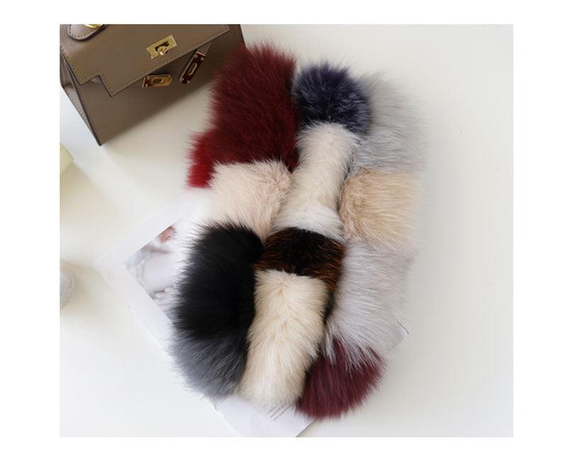 New Luxury Fashion Winter Soft Real Fox Fur Scarf Genuine Fur Round Scarves Lightweight Neck Warmer Elegant Neckerchief Scarfs Warm Neck Warmer For Women