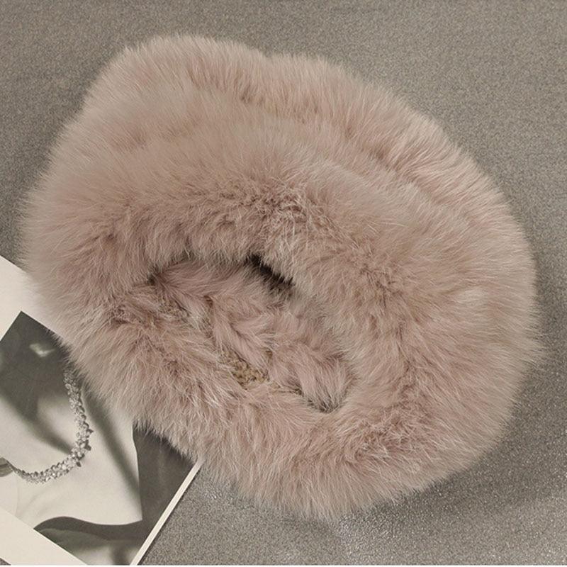 New Luxury Fashion Winter Soft Real Fox Fur Scarf Genuine Fur Round Scarves Lightweight Neck Warmer Elegant Neckerchief Scarfs Warm Neck Warmer For Women