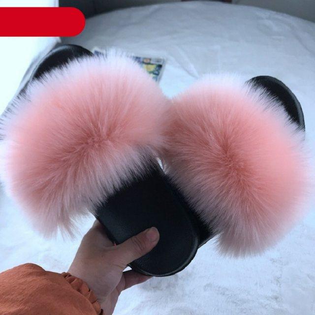 New Luxury Fluffy Slippers Indoor Warm Furry Fur Flip Flops Women Amazing Plush Slides Shoes Warm Comfortable Fuzzy Furry Slippers Indoor Cozy Memory Foam Anti-Slip Flip Flops