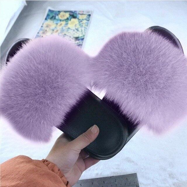 New Luxury Fluffy Slippers Indoor Warm Furry Fur Flip Flops Women Amazing Plush Slides Shoes Warm Comfortable Fuzzy Furry Slippers Indoor Cozy Memory Foam Anti-Slip Flip Flops