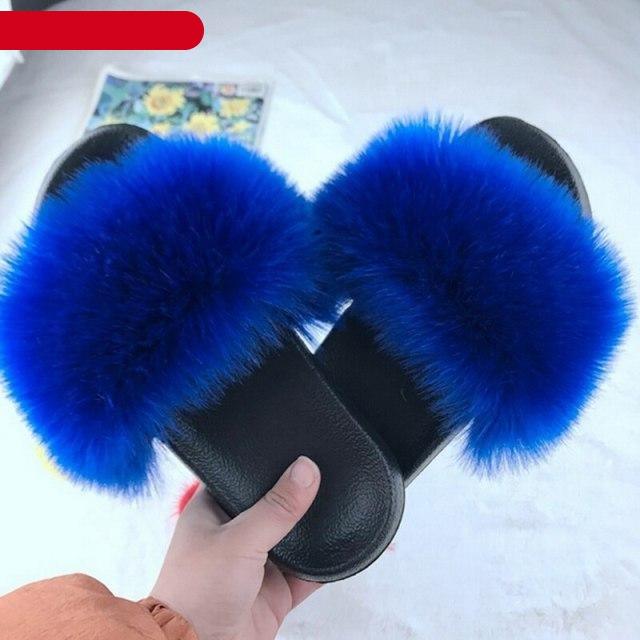 New Luxury Fluffy Slippers Indoor Warm Furry Fur Flip Flops Women Amazing Plush Slides Shoes Warm Comfortable Fuzzy Furry Slippers Indoor Cozy Memory Foam Anti-Slip Flip Flops