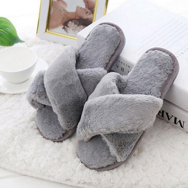 New Luxury Fluffy Slippers Indoor Warm Furry Fur Flip Flops Women Amazing Plush Slides Shoes Warm Comfortable Fuzzy Furry Slippers Indoor Cozy Memory Foam Anti-Slip Flip Flops