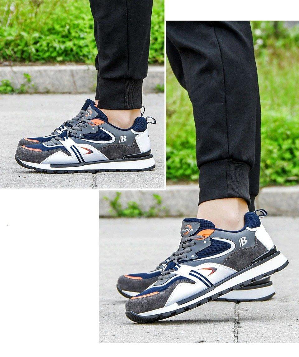 New Luxury Leather Sport Shoes Man Sneakers Running Shoes Men Tennis Male Walking Footwear Trendy Fitness Casual Mens Comfortable Walking Mans Trendy Slip On Sport Sneakers