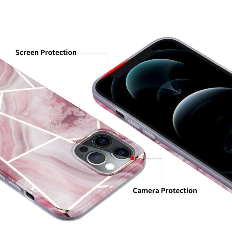 New Marble Phone Case For iphone 13 12 11Pro  Hard Soft Silicone Protective Case for Women Men Green Abstract Marble Pattern Design Phone Case For Women Girls