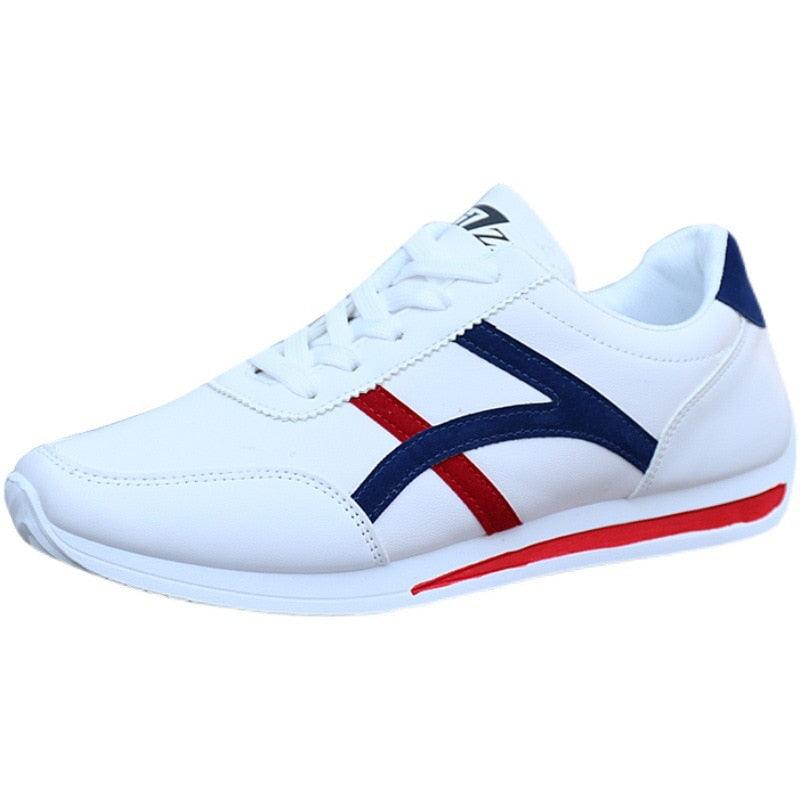 New Men's Fashion Leather Non-Slip White Casual Sports Round Toe Low-Top Comfortable Running High Quality Mens Casual Flat Footwear Classic White Mens Fashion Walking Sneakers