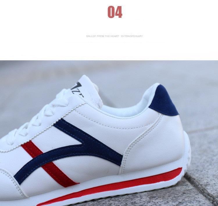 New Men's Fashion Leather Non-Slip White Casual Sports Round Toe Low-Top Comfortable Running High Quality Mens Casual Flat Footwear Classic White Mens Fashion Walking Sneakers