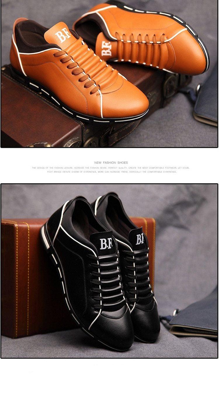 New Mens Leather Casual Sneakers Fashion Solid Leather Shoes Business Sport Flat Round Toe Fashion Sneakers Dress Shoes For Men Walking Business Office Driving Comfort Loafers