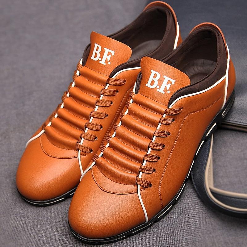 New Mens Leather Casual Sneakers Fashion Solid Leather Shoes Business Sport Flat Round Toe Fashion Sneakers Dress Shoes For Men Walking Business Office Driving Comfort Loafers