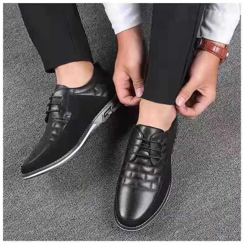 New Mens Leather Casual Sneakers Fashion Solid Leather Shoes Business Sport Flat Round Toe Fashion Sneakers Dress Shoes For Men Walking Business Office Driving Comfort Loafers