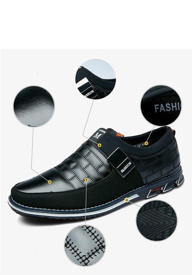 New Mens Leather Casual Sneakers Fashion Solid Leather Shoes Business Sport Flat Round Toe Fashion Sneakers Dress Shoes For Men Walking Business Office Driving Comfort Loafers