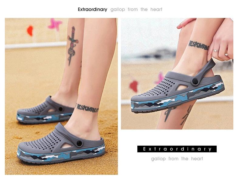 New Mens Shoes Sandals Summer Slippers Unisex Garden Clogs Shoes Casual Slippers Womens Mens Quick Drying Sandals Summer Anti-Slip Beach Shoes