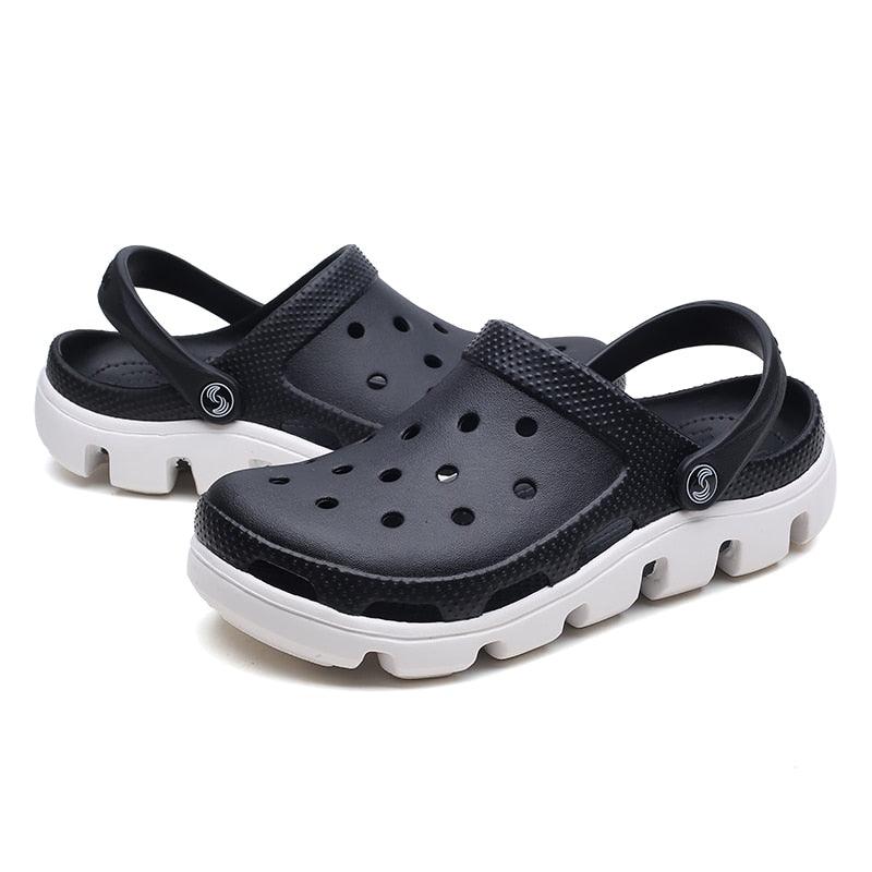 New Mens Summer Slippers Beach Sandals Jelly Shoes Men Outdoor Sandals Hollow Clogs Adjustable Garden Slippers House Shoes Durable Lightweight Beach Clogs