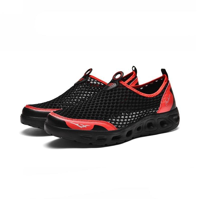 New Mesh Mens Aqua Shoes Outdoor Breathable Quick Dry Water Sneakers Light Anti-Skid Sport Footwear Comfortable Mesh Work Shoes Beach Swim Surf Shoes Water Shoes