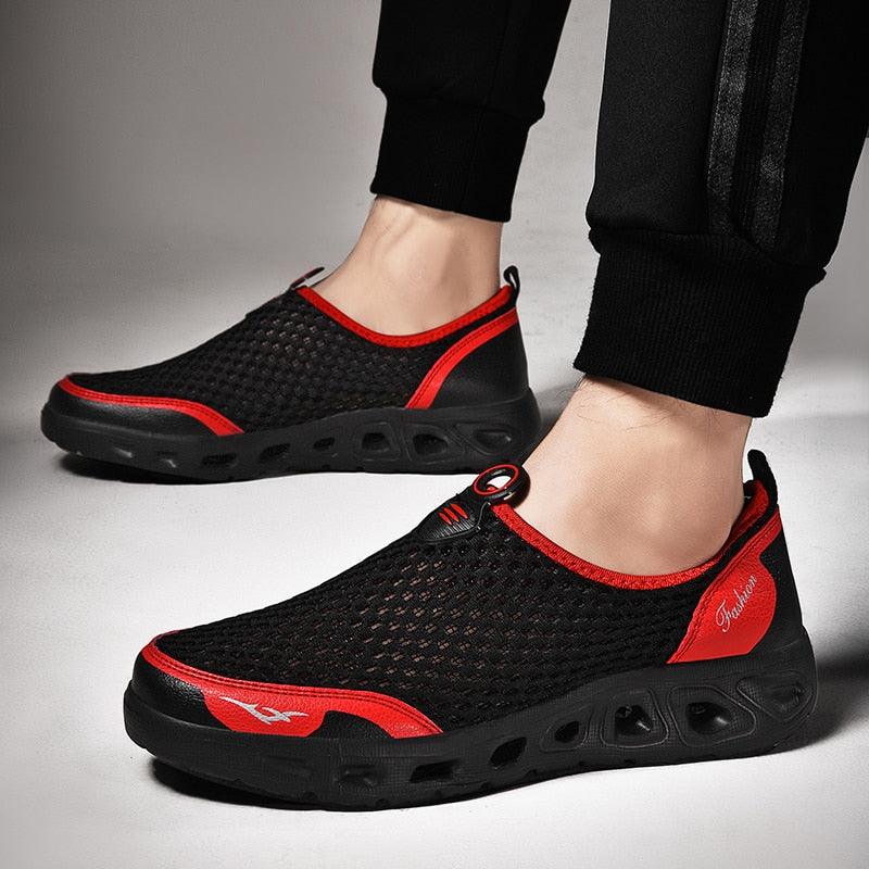 New Mesh Mens Aqua Shoes Outdoor Breathable Quick Dry Water Sneakers Light Anti-Skid Sport Footwear Comfortable Mesh Work Shoes Beach Swim Surf Shoes Water Shoes