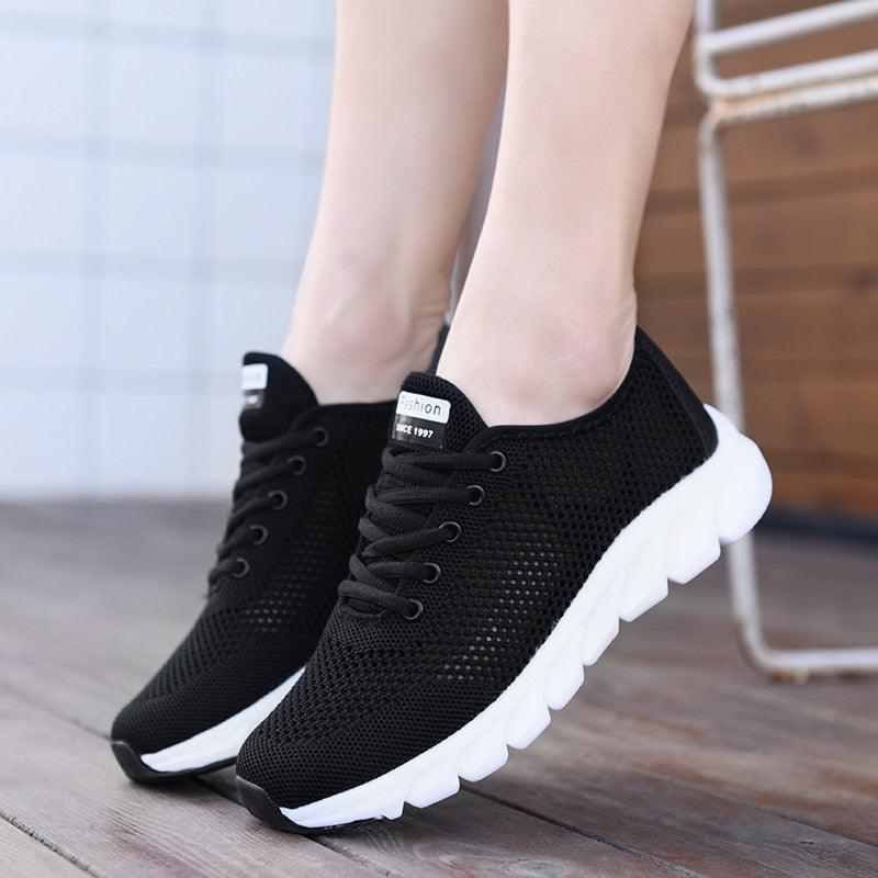 New Mesh Womens Sneakers Breathable Flat Shoes Women Lightweight Sports Non-slip Running Footwear Fashionable Breathable And Non-Slip Walking Shoes For Women