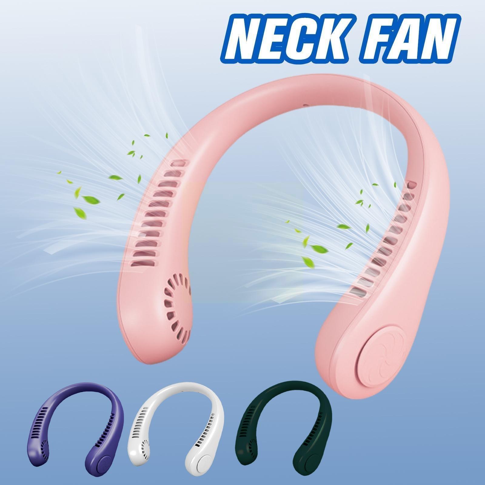 New Mini Neck Fan Portable Bladeless Hanging Neck 1200mAh Rechargeable Air Cooler 3 Speed Mini Summer Sports Fans Portable Smart Cooling Neckband Fan Super Quiet Working