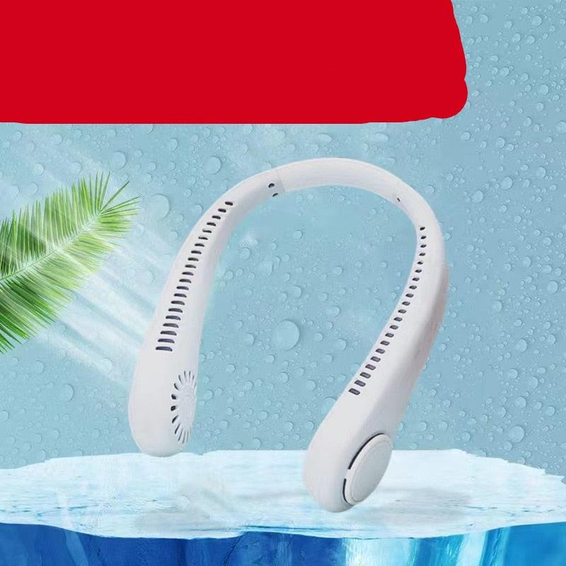 New Mini Neck Fan Portable Bladeless Hanging Neck 1200mAh Rechargeable Air Cooler 3 Speed Mini Summer Sports Fans Portable Smart Cooling Neckband Fan Super Quiet Working