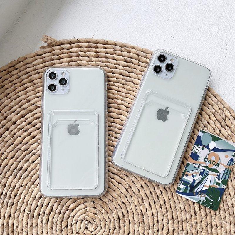 New Mini Wallet Card Holder Silicone Case for IPhone 11 12 13 Iphone 11 Pro X XS Max XR 7 8 Plus Soft Phone Cover Slim Shockproof Soft Protective Case With Cute Card Holder