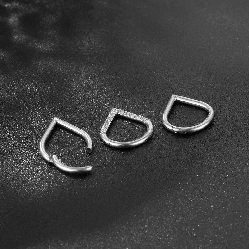 New Nose Piercing Ring Cuff Septum Piercing Ring Titanium Steel Piercing Ear Cartilage Tragus Goth Piercing  Helix Piecing Cartilage Earring Lip Eyebrow Belly Ring Piercing Body Jewelry Nightclub Dance Stainless Steel Earrings Body Jewelry