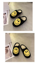 New Pink Smiley Face Slippers Women Smile Slippers Happy Face Slippers Retro Smiley Face Soft Plush Comfy Warm Slip-on Slippers Fluffy Fur Lined Mens Cute Home Sandals Winter Indoor House Slippers