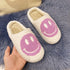 New Pink Smiley Face Slippers Women Smile Slippers Happy Face Slippers Retro Smiley Face Soft Plush Comfy Warm Slip-on Slippers Fluffy Fur Lined Mens Cute Home Sandals Winter Indoor House Slippers