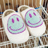 New Pink Smiley Face Slippers Women Smile Slippers Happy Face Slippers Retro Smiley Face Soft Plush Comfy Warm Slip-on Slippers Fluffy Fur Lined Mens Cute Home Sandals Winter Indoor House Slippers