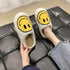 New Pink Smiley Face Slippers Women Smile Slippers Happy Face Slippers Retro Smiley Face Soft Plush Comfy Warm Slip-on Slippers Fluffy Fur Lined Mens Cute Home Sandals Winter Indoor House Slippers