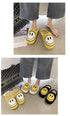 New Pink Smiley Face Slippers Women Smile Slippers Happy Face Slippers Retro Smiley Face Soft Plush Comfy Warm Slip-on Slippers Fluffy Fur Lined Mens Cute Home Sandals Winter Indoor House Slippers