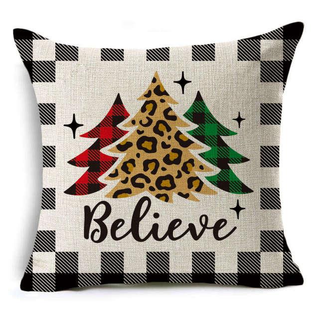 New Plaid Christmas Linen Pillowcase Xmas Series Cushion Cover Case Pillow Custom Square Pillowcase Cushion Cover Thrown Linen Pillowcase Christmas Gift 45X45CM