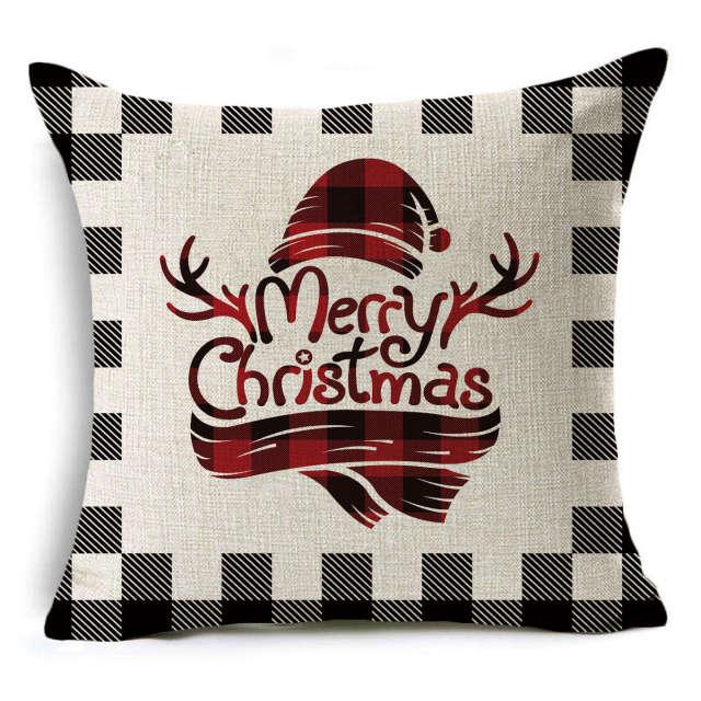 New Plaid Christmas Linen Pillowcase Xmas Series Cushion Cover Case Pillow Custom Square Pillowcase Cushion Cover Thrown Linen Pillowcase Christmas Gift 45X45CM