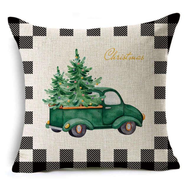 New Plaid Christmas Linen Pillowcase Xmas Series Cushion Cover Case Pillow Custom Square Pillowcase Cushion Cover Thrown Linen Pillowcase Christmas Gift 45X45CM