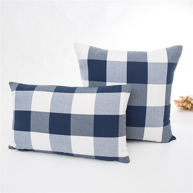 New Plaid Striped Polyester Cotton Cushion Cover Pillow Case Navy Blue Pillow Cover Cushion Cover Solid Navy Blue Striped Design Chair Sofa Home Decor Throw Pillow Cover