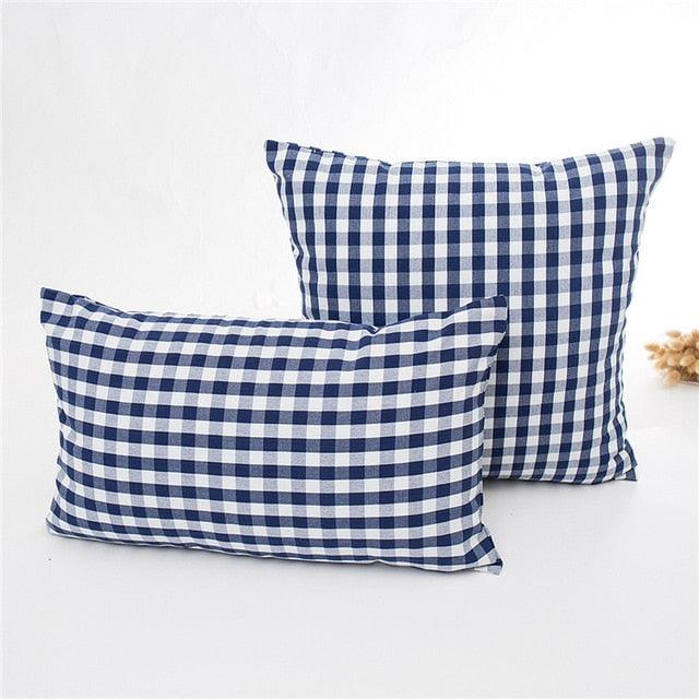 New Plaid Striped Polyester Cotton Cushion Cover Pillow Case Navy Blue Pillow Cover Cushion Cover Solid Navy Blue Striped Design Chair Sofa Home Decor Throw Pillow Cover