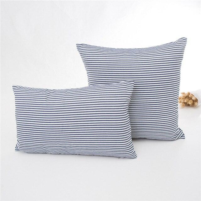 New Plaid Striped Polyester Cotton Cushion Cover Pillow Case Navy Blue Pillow Cover Cushion Cover Solid Navy Blue Striped Design Chair Sofa Home Decor Throw Pillow Cover