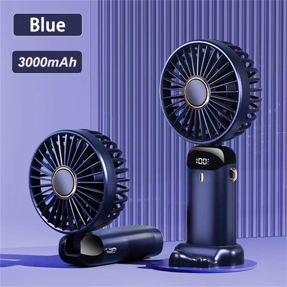 New Portable Digital Display Handheld Fan Office Desktop Multifunctional Folding Headed Small Electric Fan Foldable Mini Desk Fan with Led Digital Display 5 Speeds Multi-Functional Fan for Outdoor Indoor