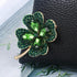 New Rhinestone Flower Brooches For Women Large Lucky Four Leaf Clover Holiday Party Brooch Christmas Scarf Pin For Women Girls Simple Design Fashion Crystal Jewelry Wedding Elegant Brooches Luxury Jewelry