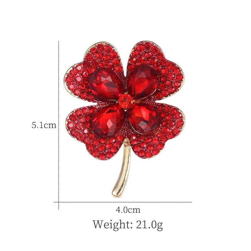 New Rhinestone Flower Brooches For Women Large Lucky Four Leaf Clover Holiday Party Brooch Christmas Scarf Pin For Women Girls Simple Design Fashion Crystal Jewelry Wedding Elegant Brooches Luxury Jewelry