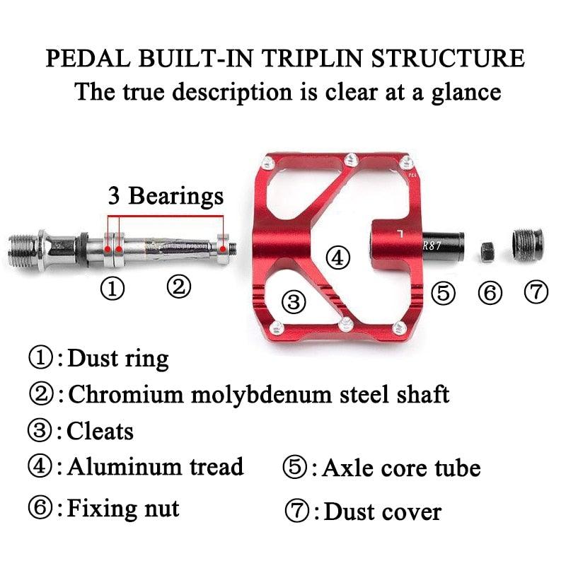 New  Road Bike Pedal Non-Slip Ultra-Light Aluminum 3 Ball Bearing Cycling Pedals Mountain Bike Pedals Pedals Aluminum Bicycle Flat Platform Pedals Lightweight Non-Slip Sealed Bearing For Road Mountain