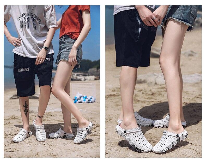 New Sandals Hole Shoes Couple Home Summer Hollow Out Mens And Womens Beach Flat Clogs Classic Mules Anti-Skid Rubber Sole Slip On Summer Arch Support Slippers