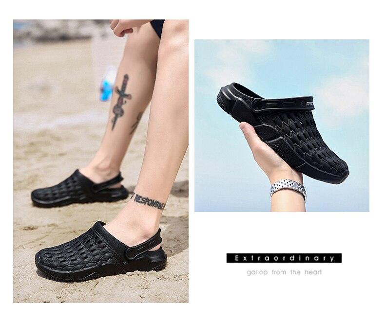 New Sandals Hole Shoes Couple Home Summer Hollow Out Mens And Womens Beach Flat Clogs Classic Mules Anti-Skid Rubber Sole Slip On Summer Arch Support Slippers