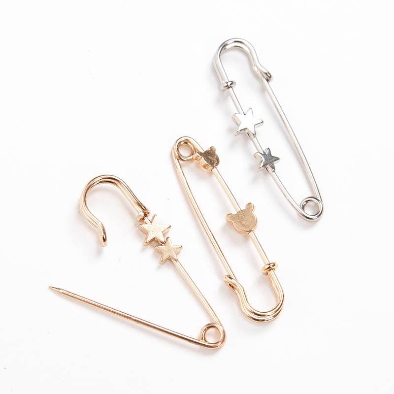 New Simple Trendy Popular Rhinestone Decoration Buckle Lapel Pin Brooches Women Cardigan Coat Sweater Costume Safety Pin Jewelry Brooches and Pins for Women in Multiple Styles Beautiful Safety Pins for Clothing