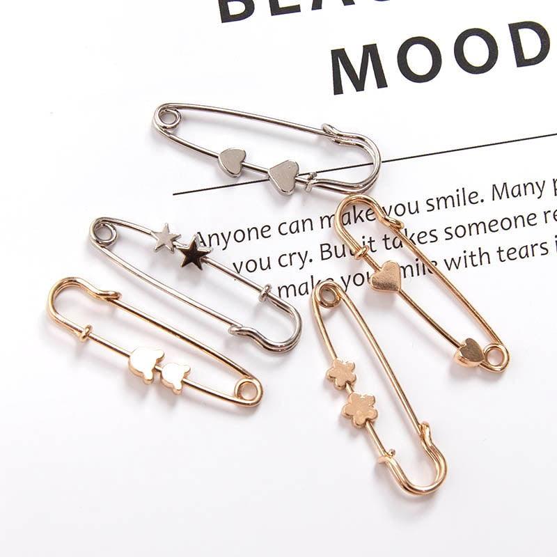 New Simple Trendy Popular Rhinestone Decoration Buckle Lapel Pin Brooches Women Cardigan Coat Sweater Costume Safety Pin Jewelry Brooches and Pins for Women in Multiple Styles Beautiful Safety Pins for Clothing