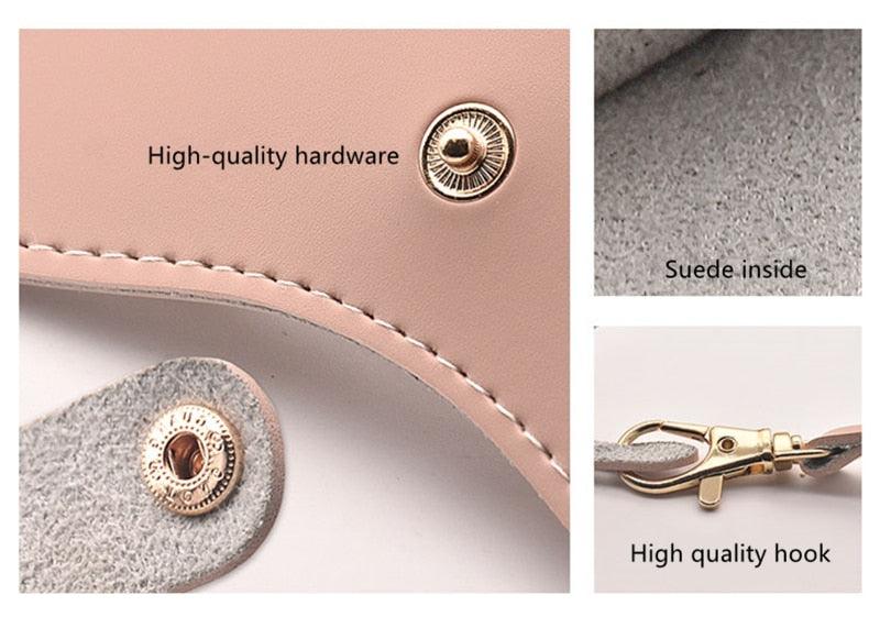 New Simplicity Snap Glasses Case Leather Eye Glasses Container Cover Portable Sunglasses Storage Ultra-Thin Glasses Case Leather Glasses Case Sunglasses Pouch Portable Eyeglass Carrying Case Cute Animal Shape