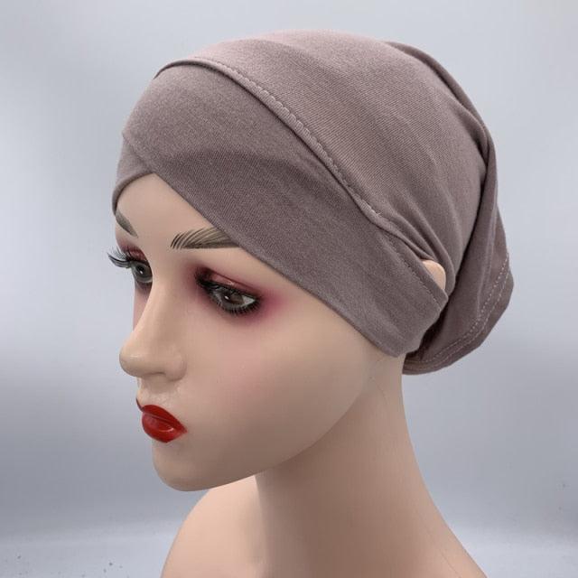 NEW Soft Cotton Hijab Breathable Turban Tie Under Scarf Elegant Ear Hole Stretch Inner Hijabs Lightweight Turban Round Front Under Hijab Caps Female Turban Bonnet