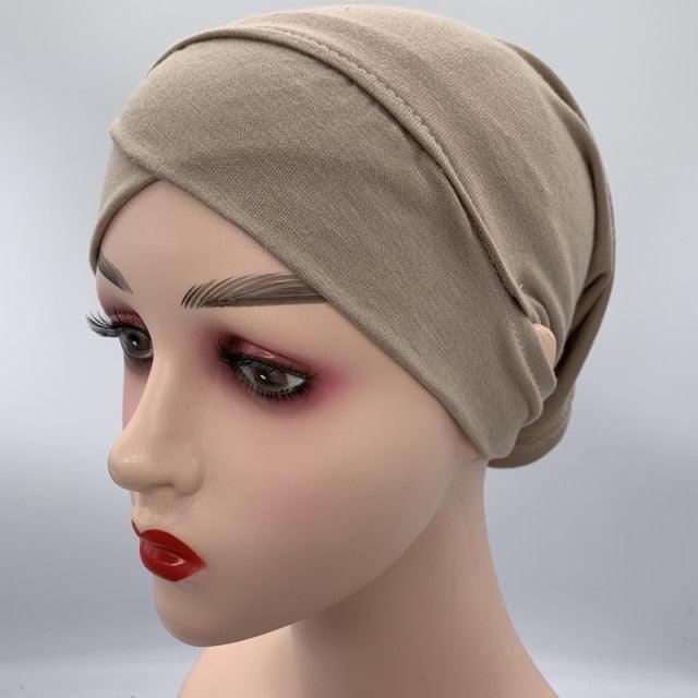 NEW Soft Cotton Hijab Breathable Turban Tie Under Scarf Elegant Ear Hole Stretch Inner Hijabs Lightweight Turban Round Front Under Hijab Caps Female Turban Bonnet