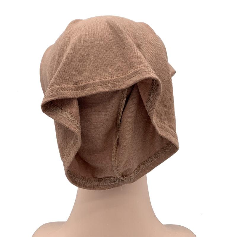 NEW Soft Cotton Hijab Breathable Turban Tie Under Scarf Elegant Ear Hole Stretch Inner Hijabs Lightweight Turban Round Front Under Hijab Caps Female Turban Bonnet