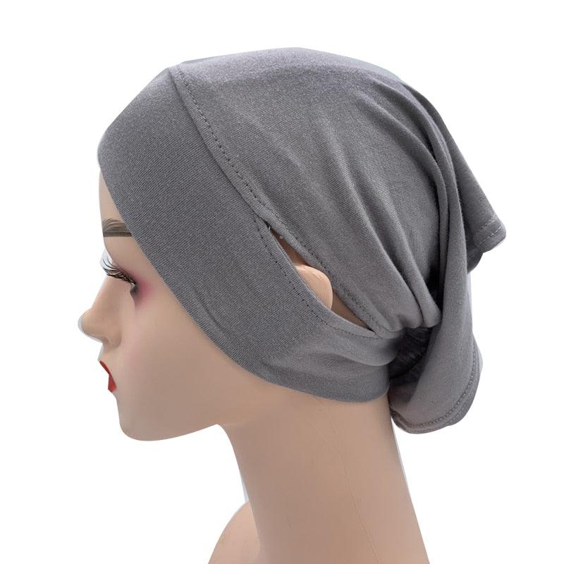 NEW Soft Cotton Hijab Breathable Turban Tie Under Scarf Elegant Ear Hole Stretch Inner Hijabs Lightweight Turban Round Front Under Hijab Caps Female Turban Bonnet