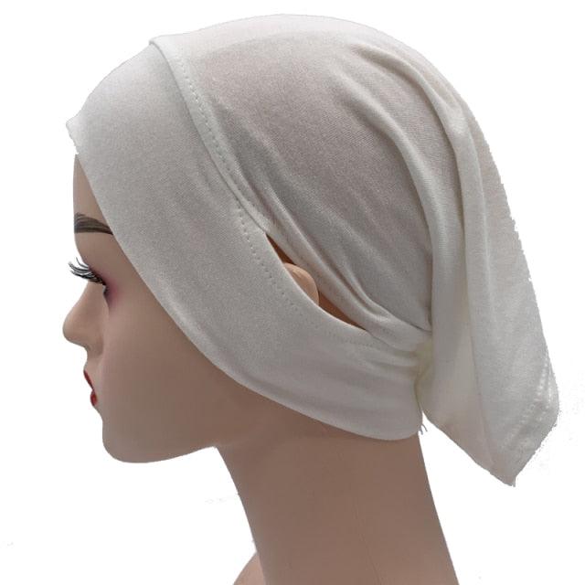 NEW Soft Cotton Hijab Breathable Turban Tie Under Scarf Elegant Ear Hole Stretch Inner Hijabs Lightweight Turban Round Front Under Hijab Caps Female Turban Bonnet