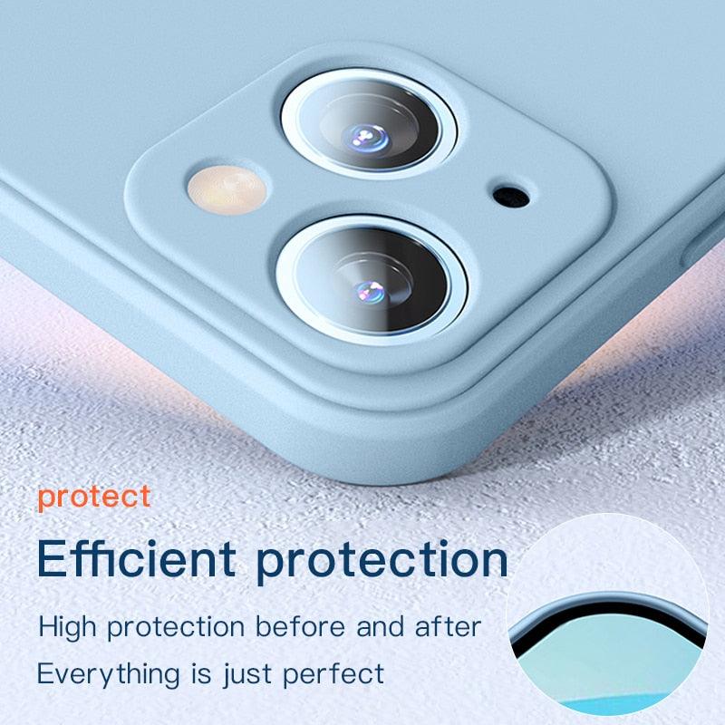 New Soft Silicone Square Phone Case For iPhone 14 13 Pro Max  Back Cover Full Body Protection Cover 13 Pro Shockproof Protective Case